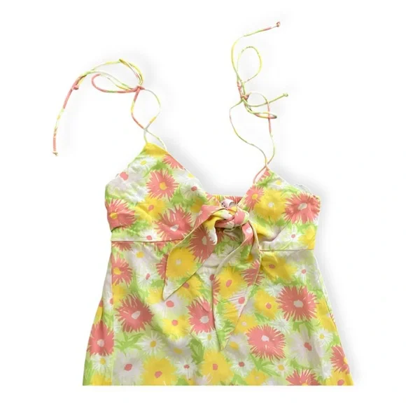 Miss Selfridge Womens Petite bunny tie midi slip dress in bright sunflower - Picture 4 of 8
